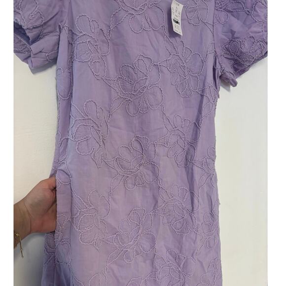 NWT J.Crew Eyelet Puff Sleeve Mini Dress Lilac Floral Size 0 - Picture 6 of 8
